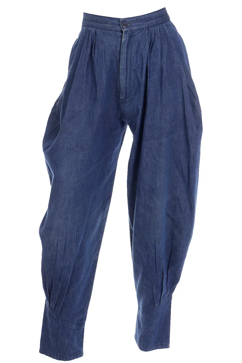 1980s Jag Australia Denim Vintage Jodhpur Style High Waisted Jeans