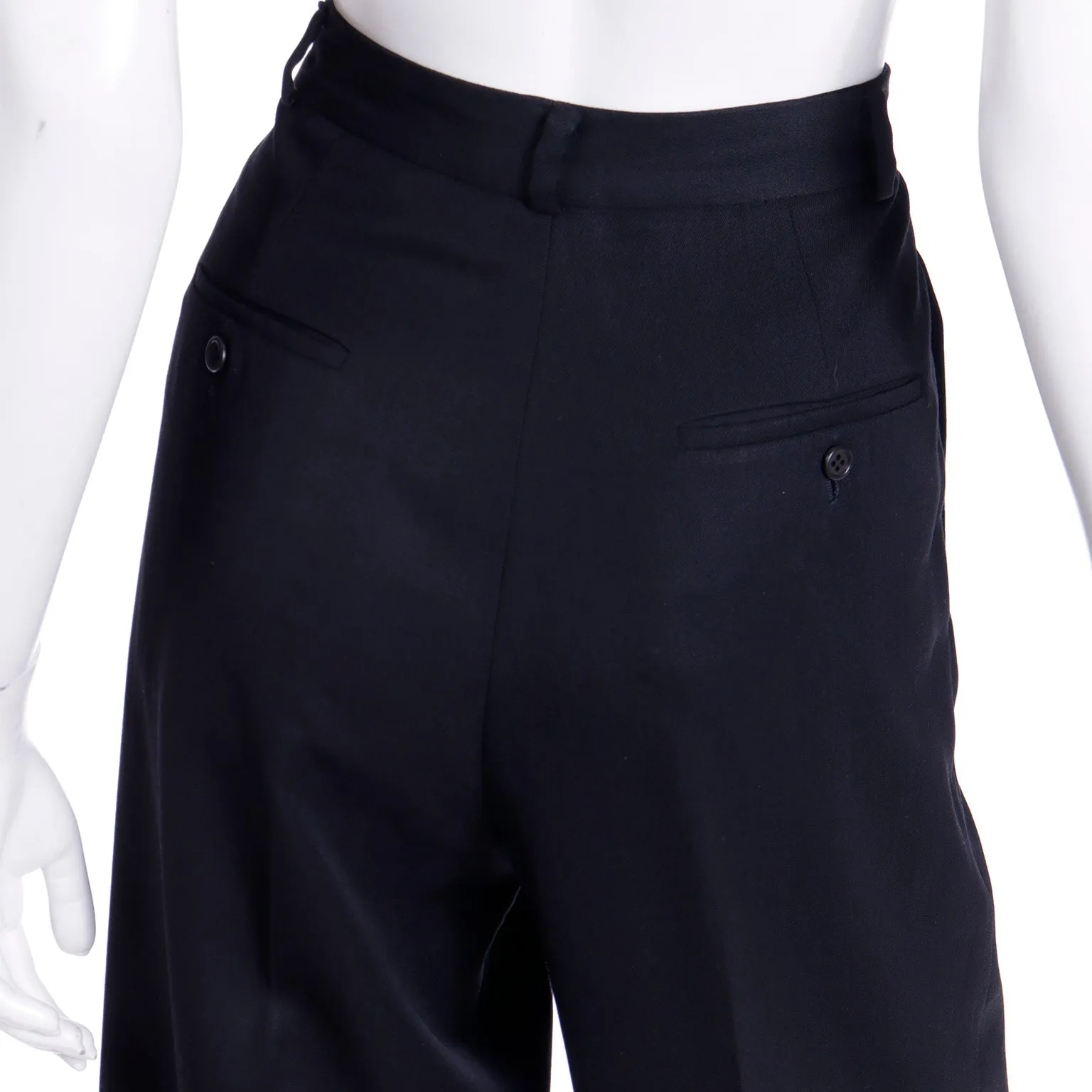 1989 Isaac Mizrahi Vintage High Waisted Black Wool Trousers