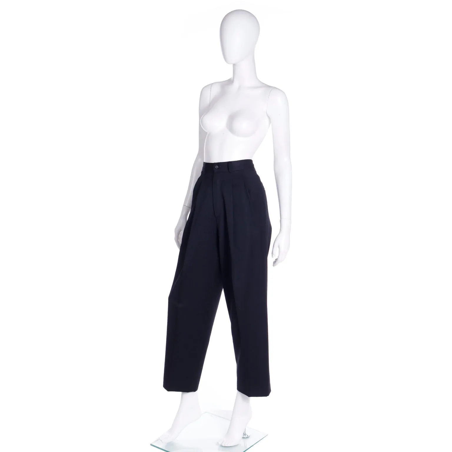 1989 Isaac Mizrahi Vintage High Waisted Black Wool Trousers