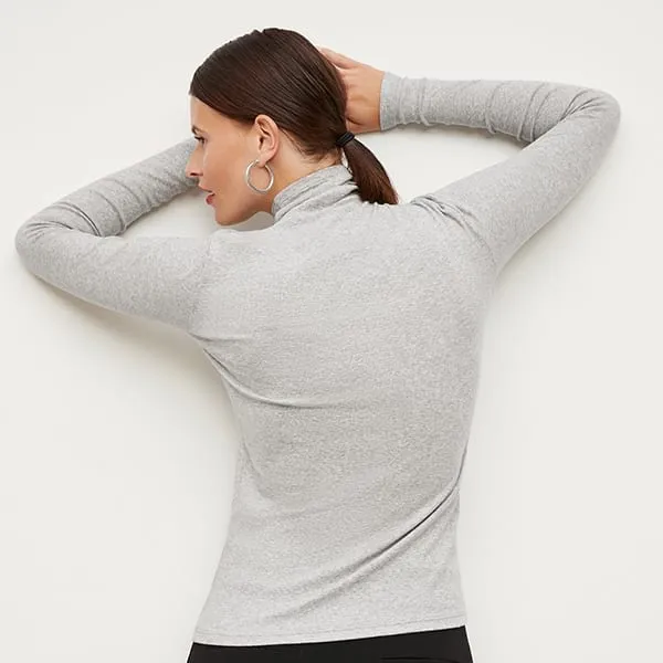 Axam Turtleneck - Ribbed Pima Cotton :: Gray Melange