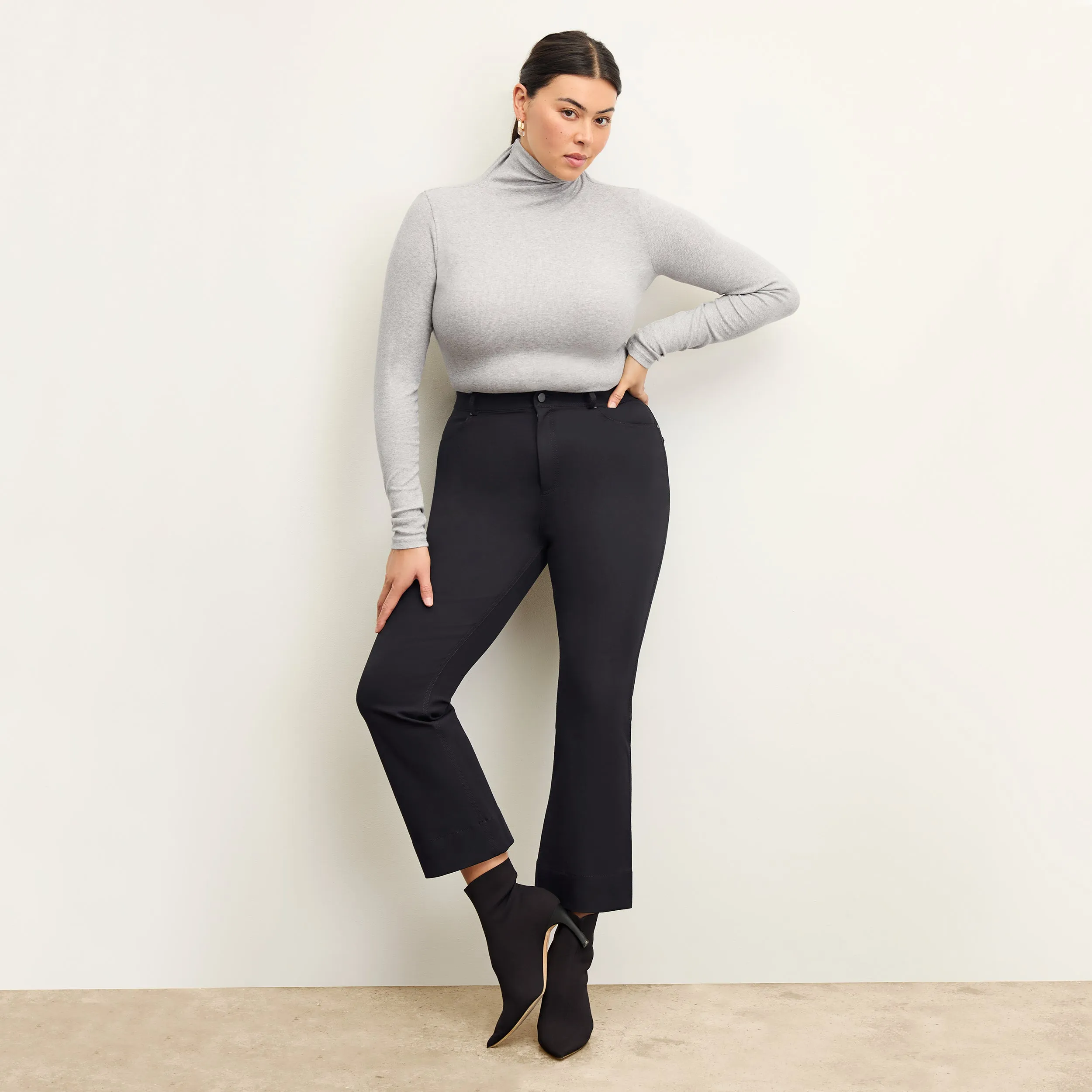 Axam Turtleneck - Ribbed Pima Cotton :: Gray Melange