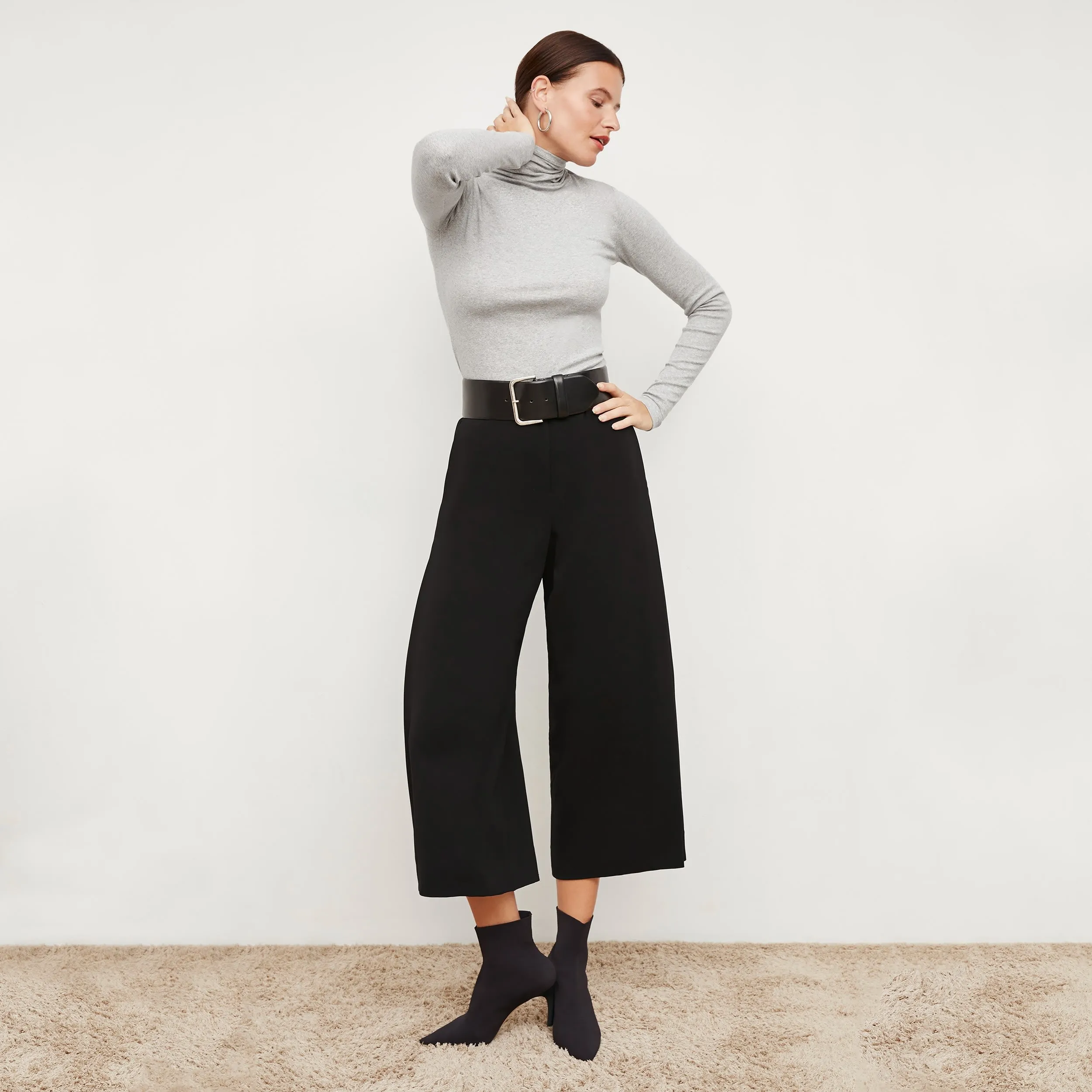 Axam Turtleneck - Ribbed Pima Cotton :: Gray Melange