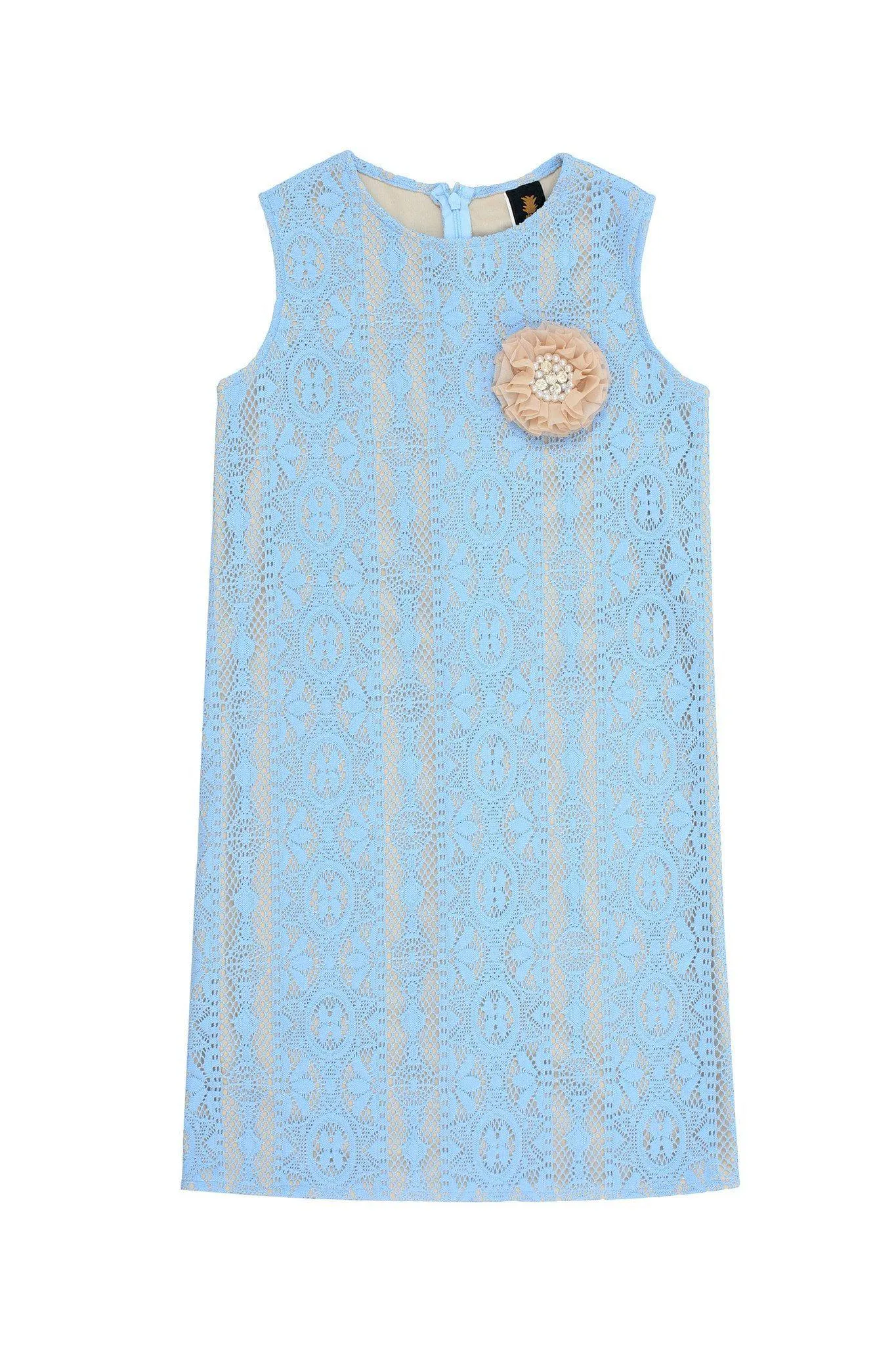 Baby Blue Crochet Lace Shift Party Cocktail Summer Dress - Girls