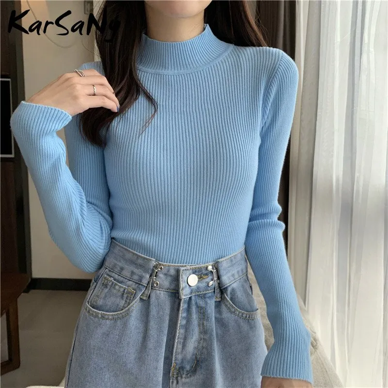 Back To School Autumn Women Sweaters And Pullovers Turtleneck Slim Women's Jumper White Knitted Tops Winter Ladies Sweater Woman 2022 Korean