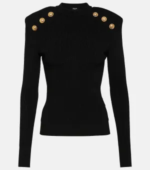 BALMAIN embellished knitted sweater, black