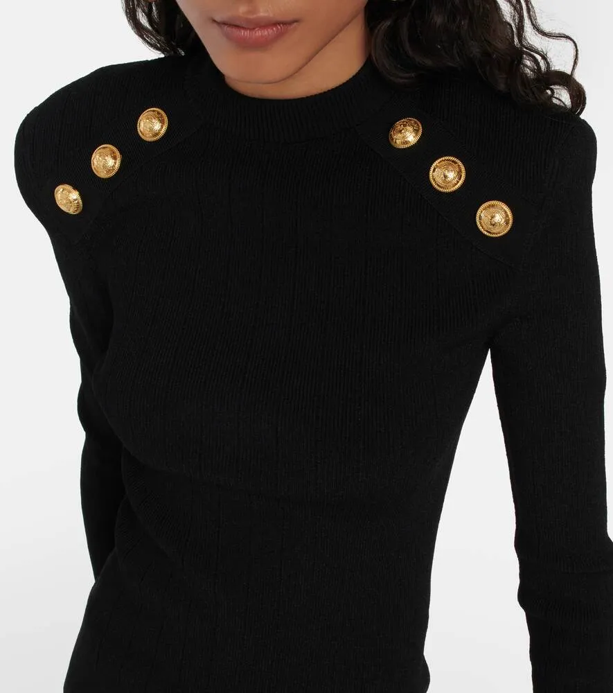 BALMAIN embellished knitted sweater, black