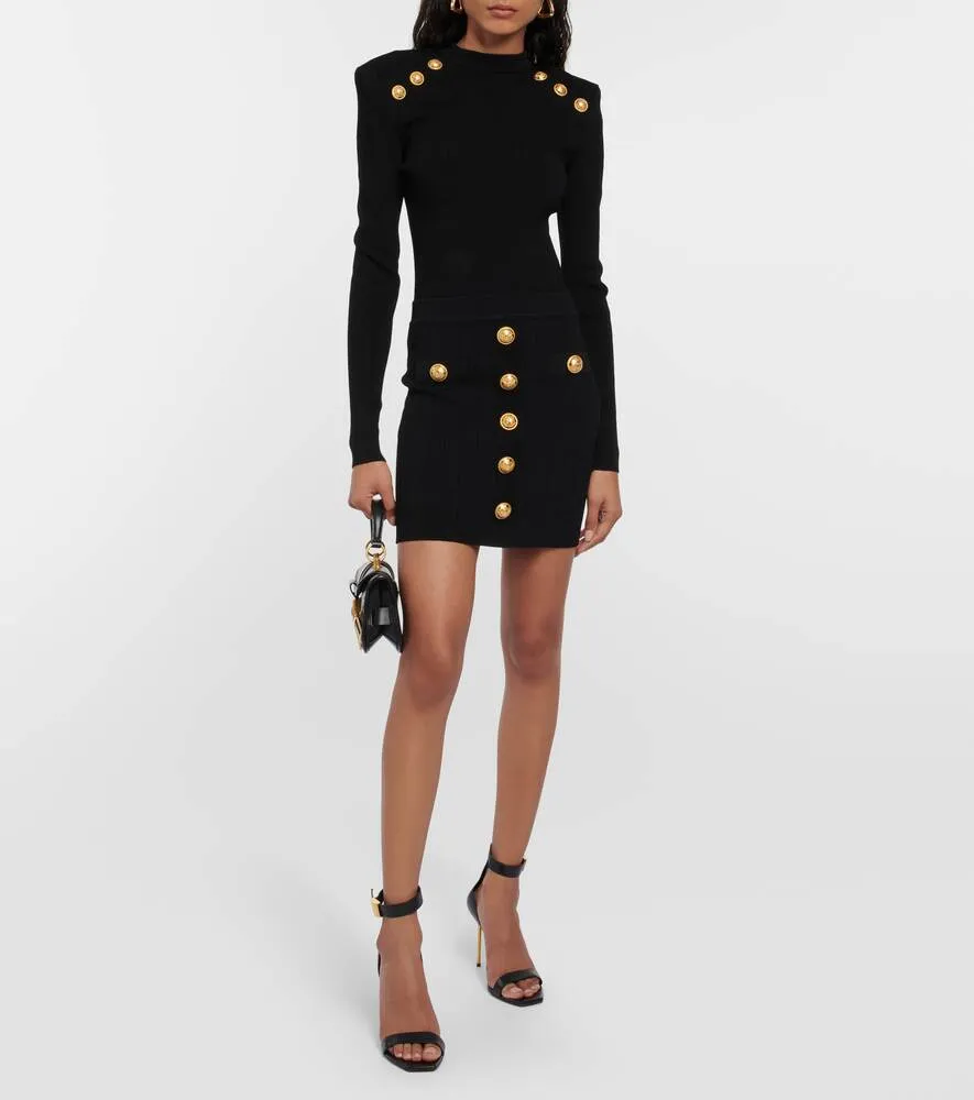 BALMAIN embellished knitted sweater, black