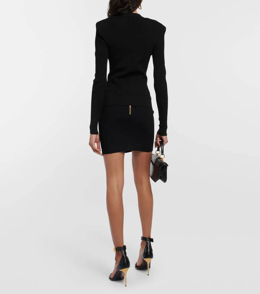 BALMAIN embellished knitted sweater, black