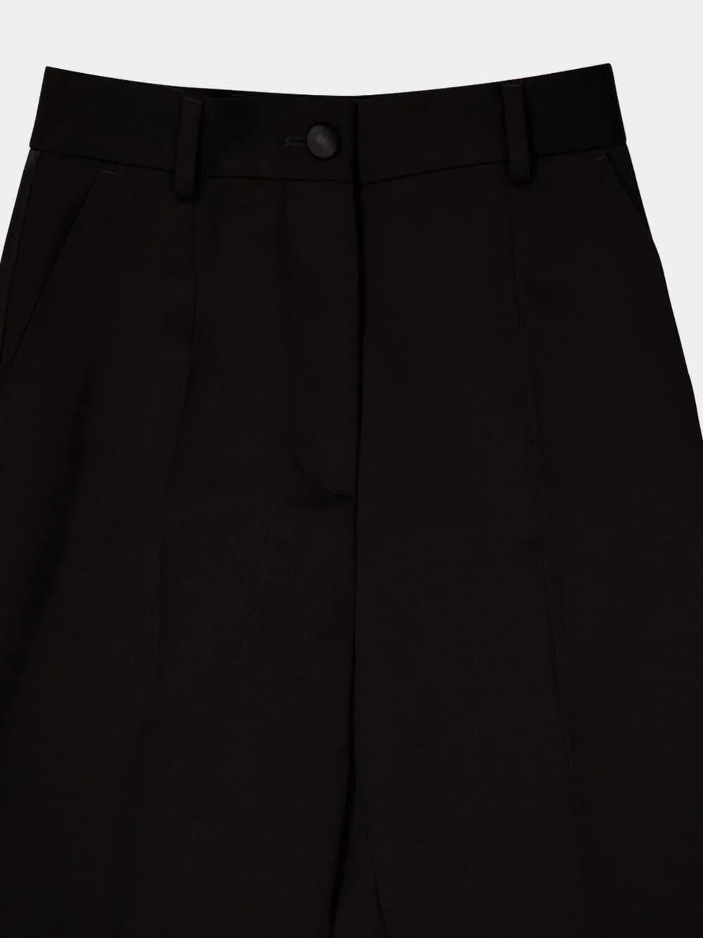 Black Tailored Wool Gabardine Tuxedo Pants