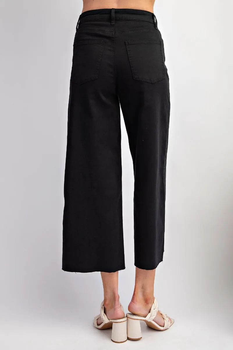 Button Front Stretch Twill Bell Bottom Pants