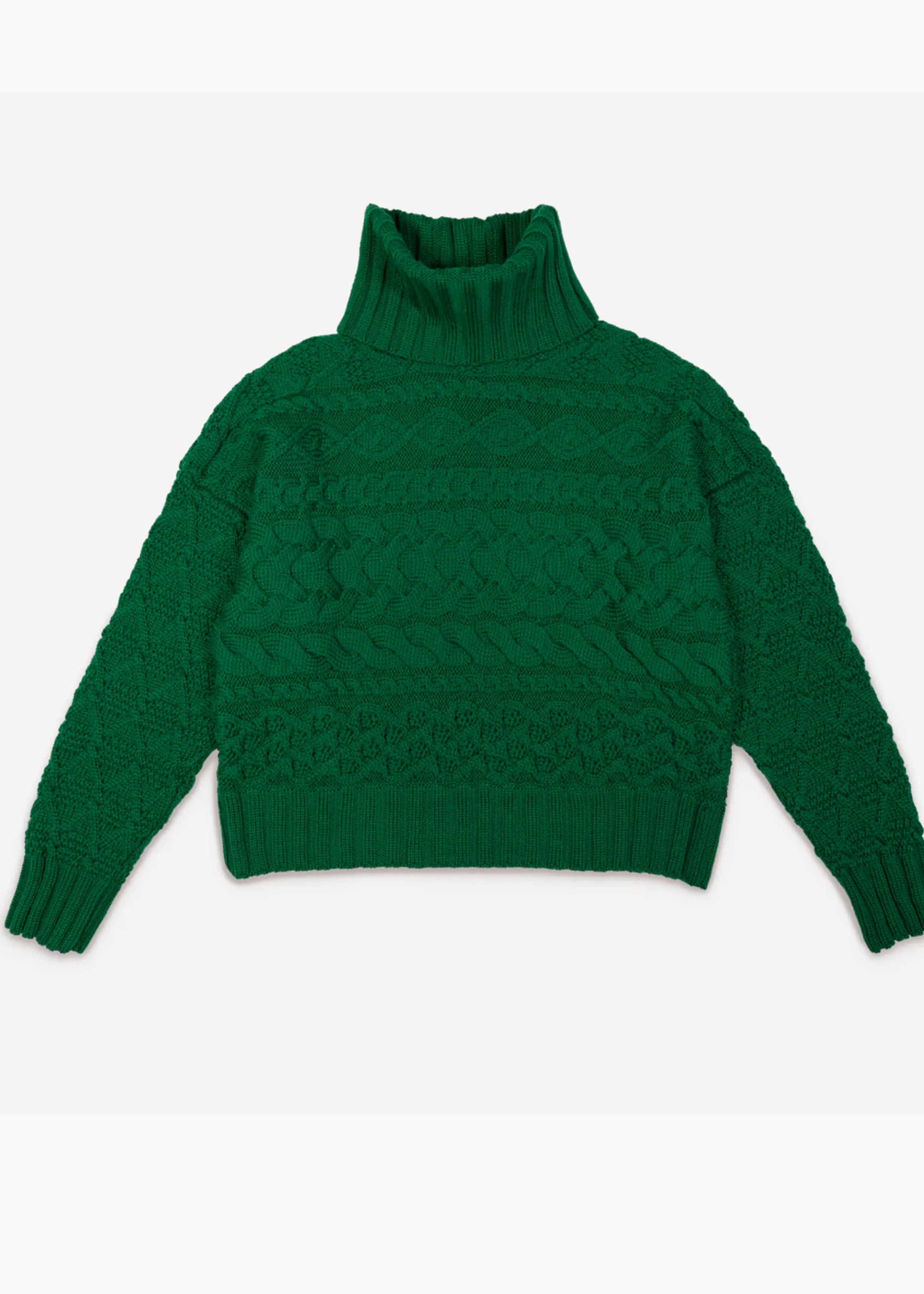 Cable sweater, bright green