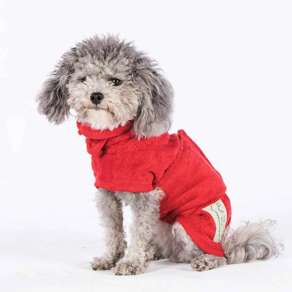 Classic Dog Drying Coat in Red by Ruff and Tumble