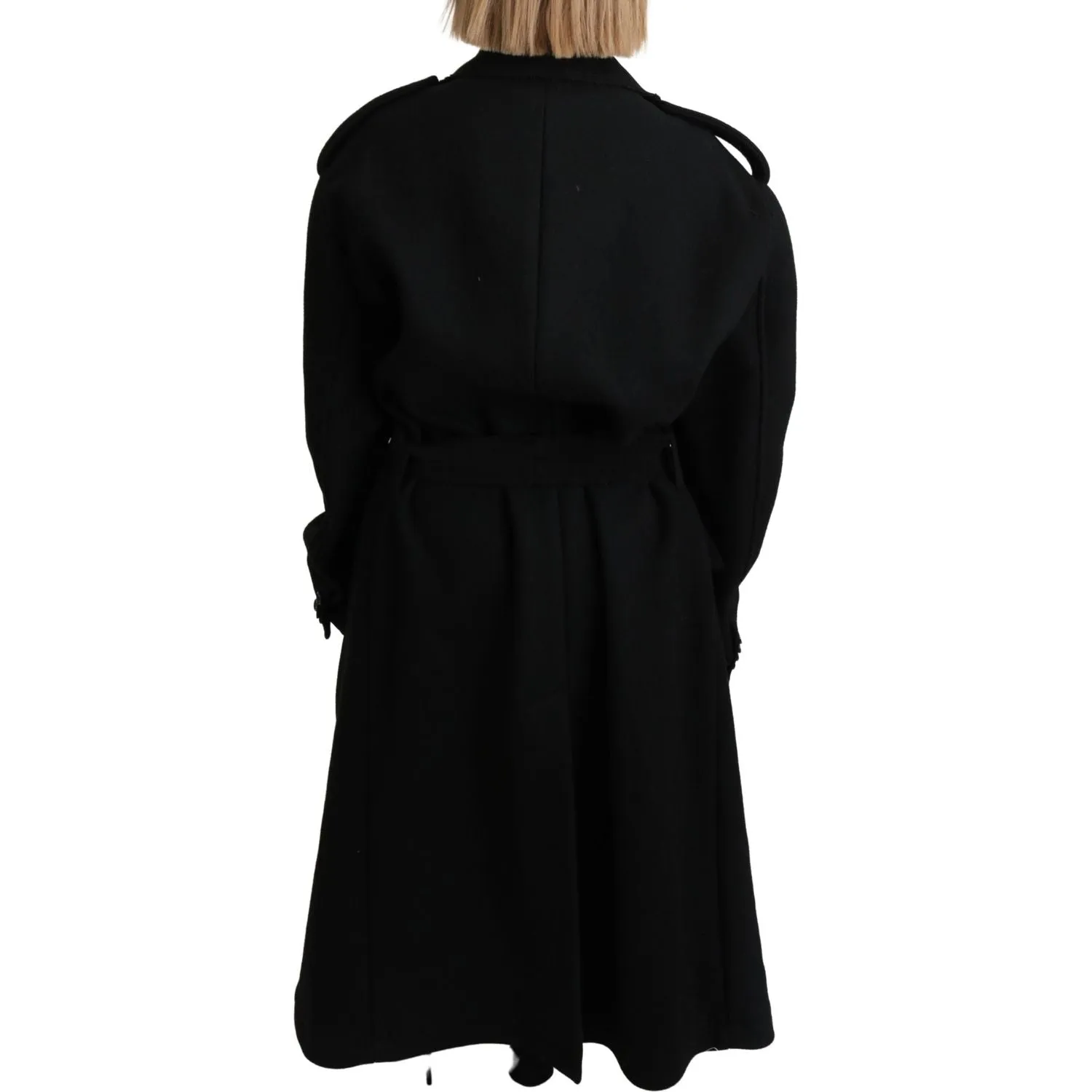 Dolce & Gabbana Elegant Black Wool Trenchcoat