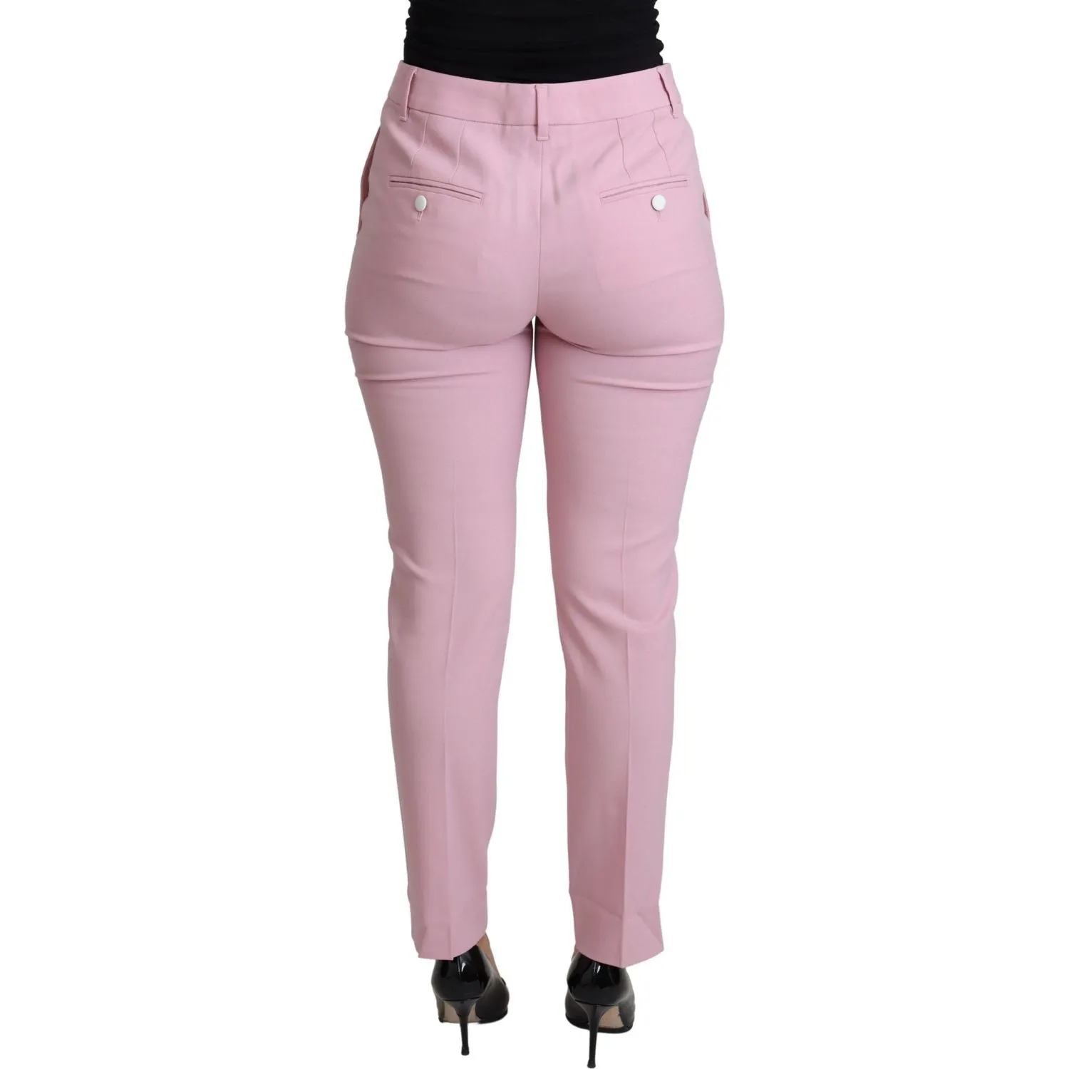 Dolce & Gabbana Elegant Pink High-Waisted Wool Trousers