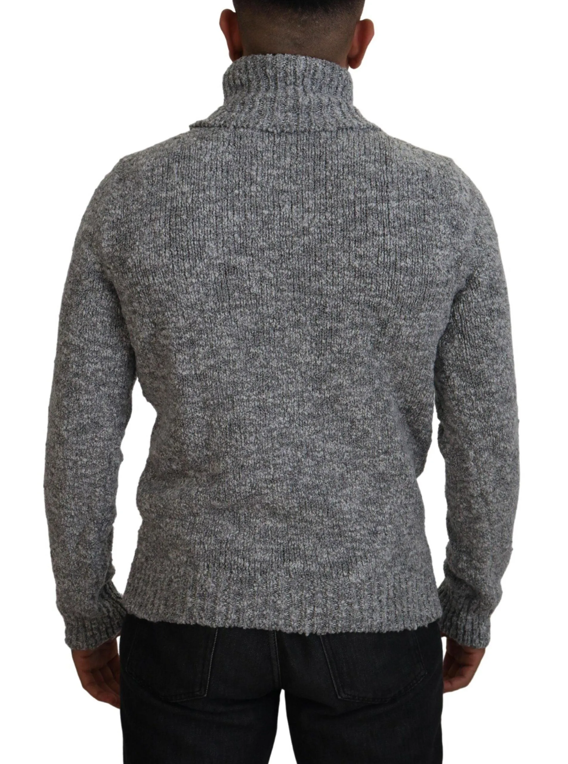 Dolce & Gabbana Gray Wool Knit Turtleneck Pullover Sweater