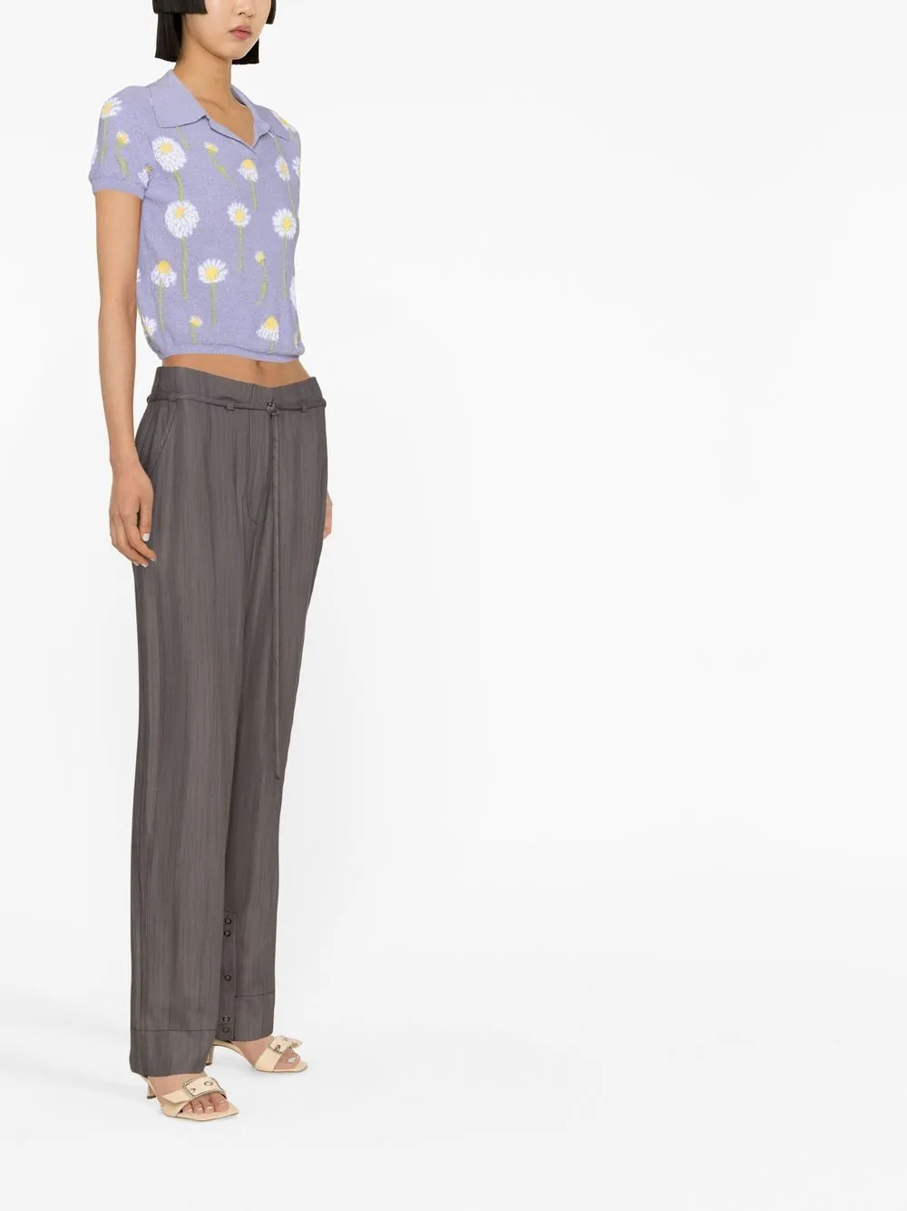 DRAPEY STRIPE SLIM MID-HIGH WAISTED PANT