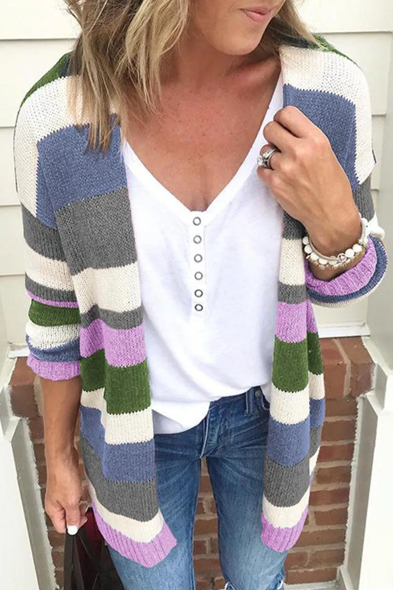 Fashion Street Striped Patchwork Sweaters