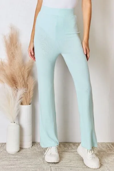 Full Size High Waist Ultra Soft Knit Flare Pants