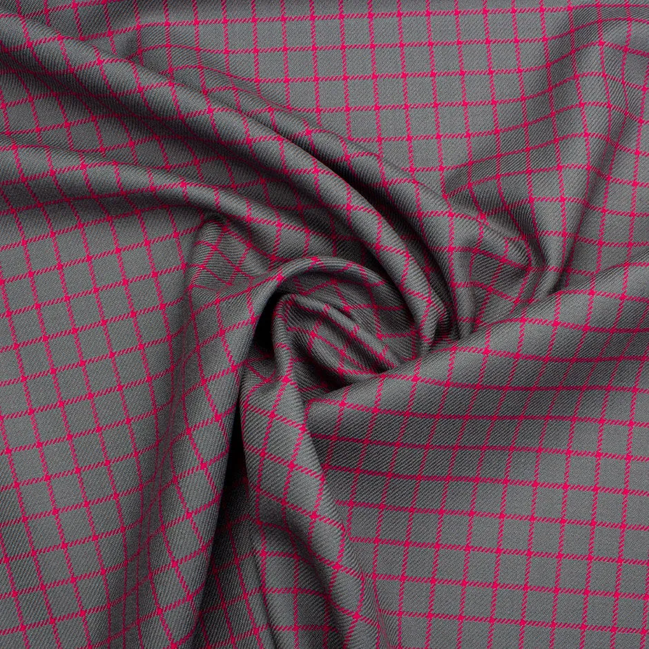 Grey & Bright Pink Checkered Pure Wool