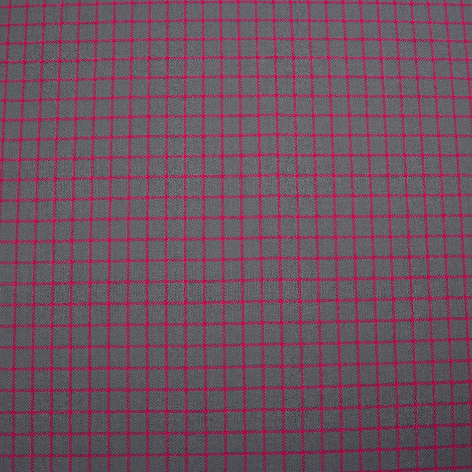 Grey & Bright Pink Checkered Pure Wool