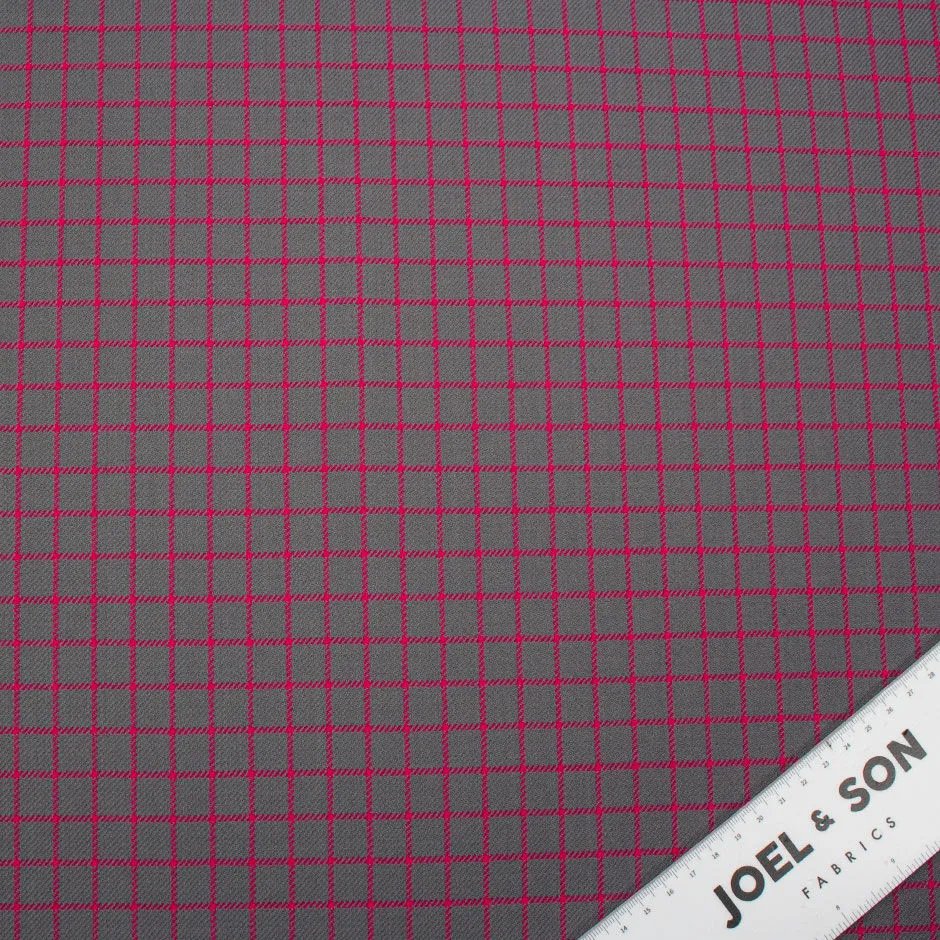 Grey & Bright Pink Checkered Pure Wool