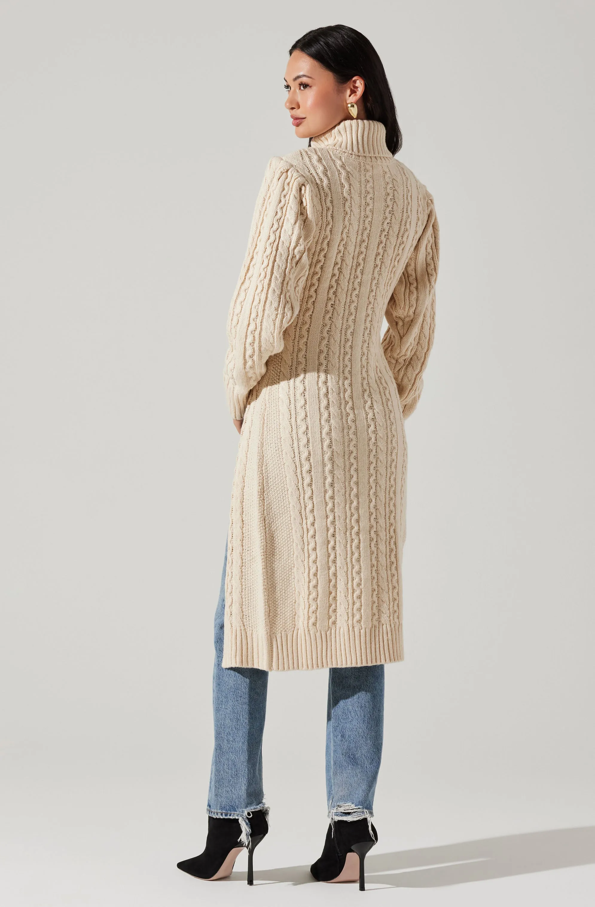 Hi Slit Cable Knit Sweater