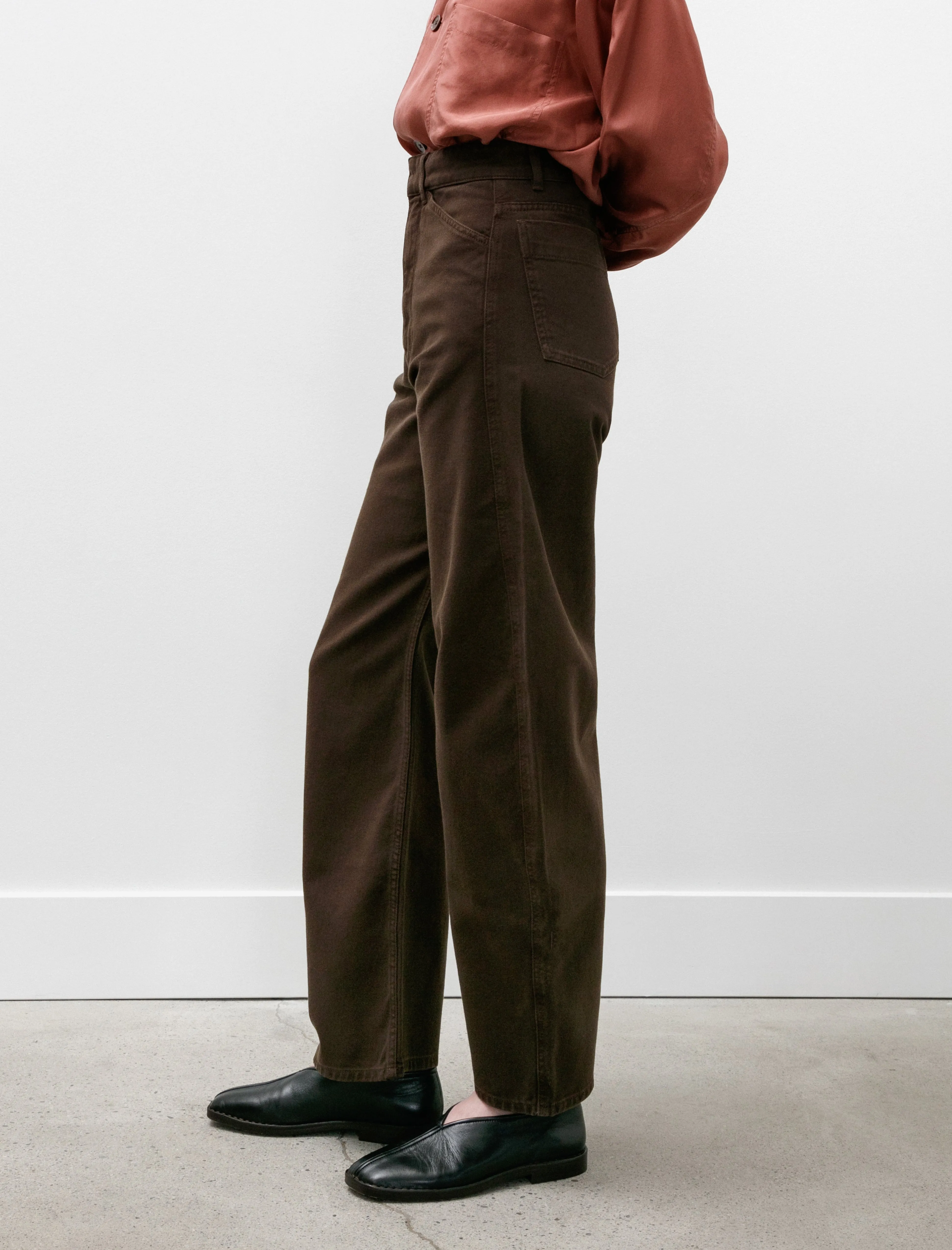 High Waisted Curved Pants Espresso