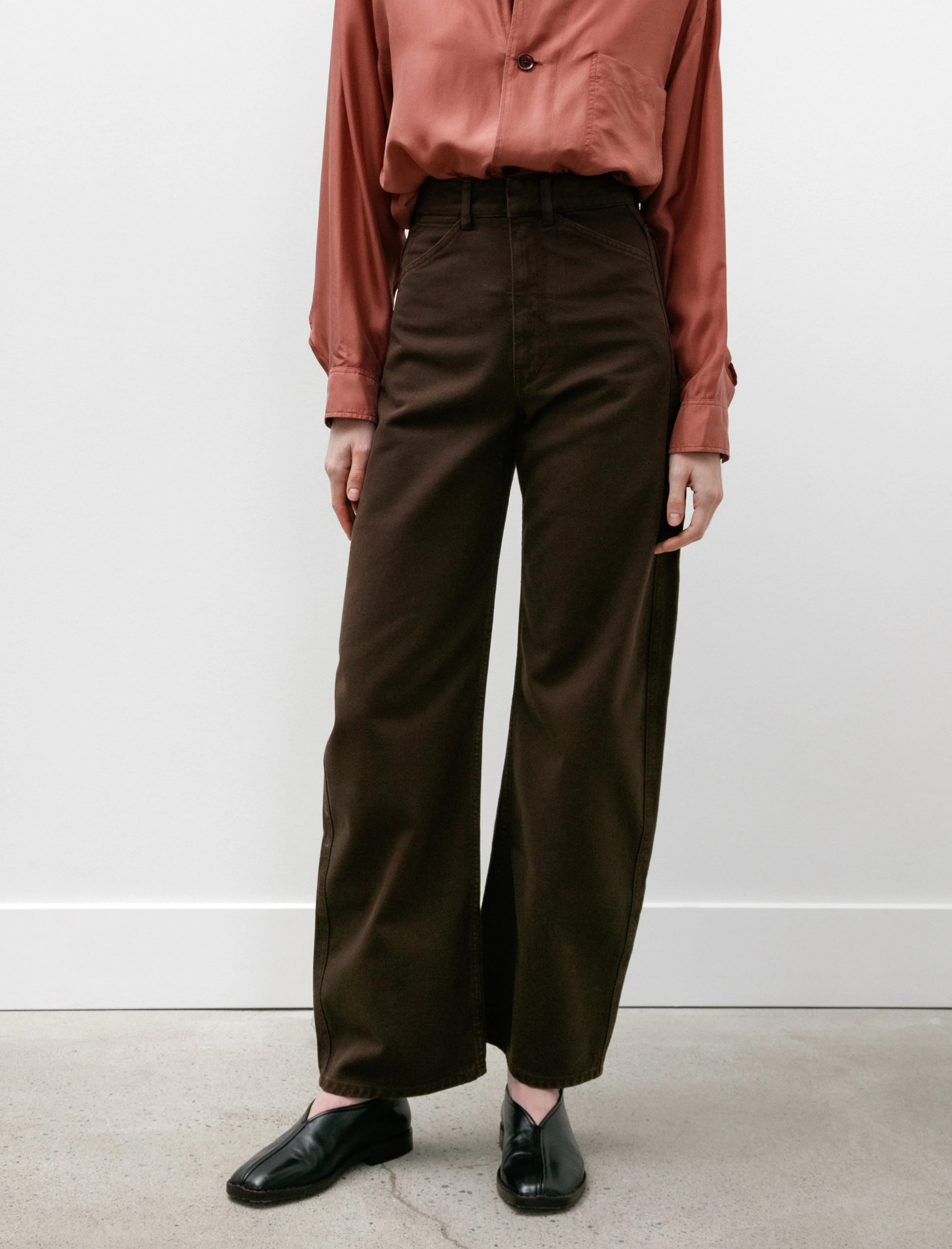 High Waisted Curved Pants Espresso