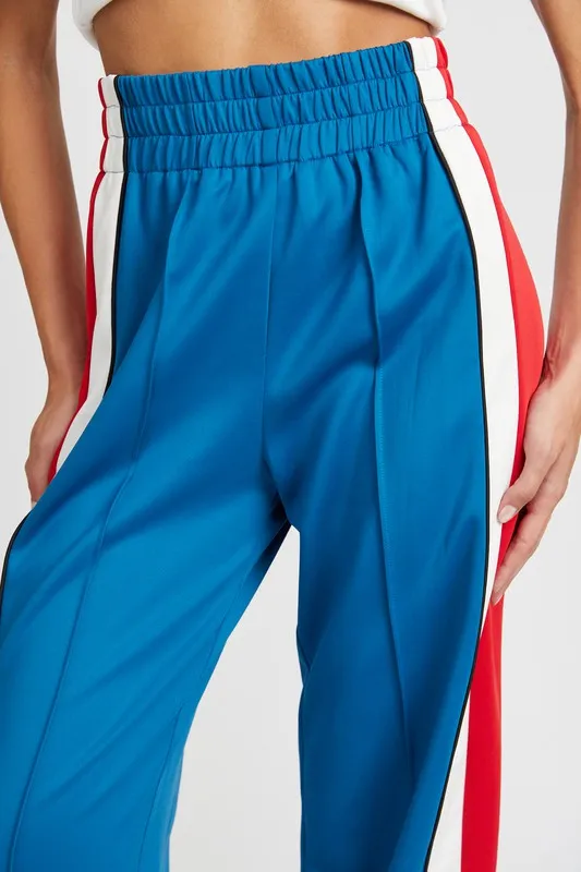 Hot Girl Colorblock Track Pants In Blue