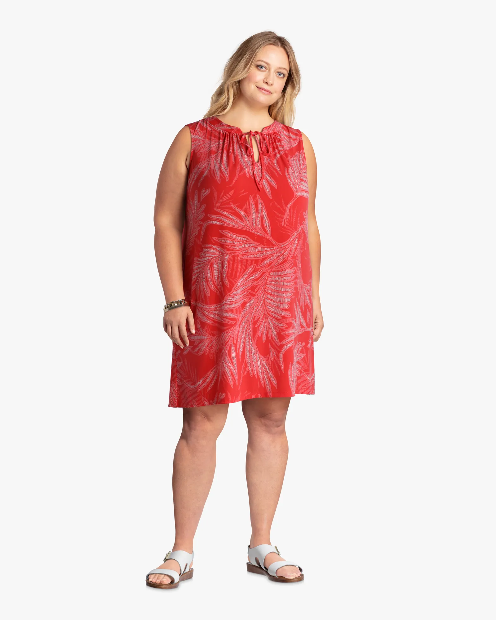 Jasmin Shift Dress | Coral / White