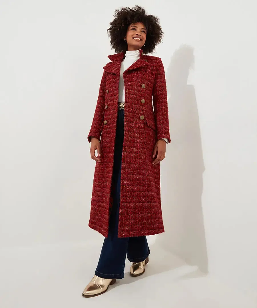 Joe Browns 12 Burnt Orange Maya Tweed Maxi Coat