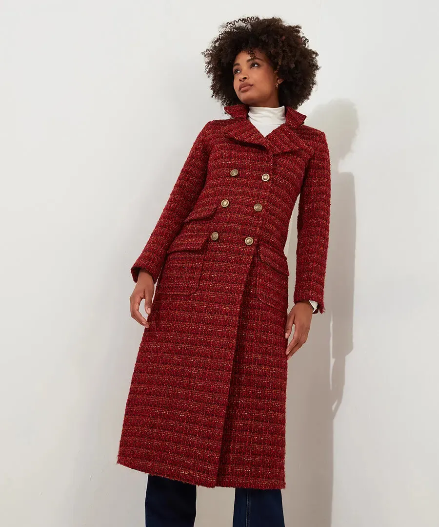 Joe Browns 12 Burnt Orange Maya Tweed Maxi Coat