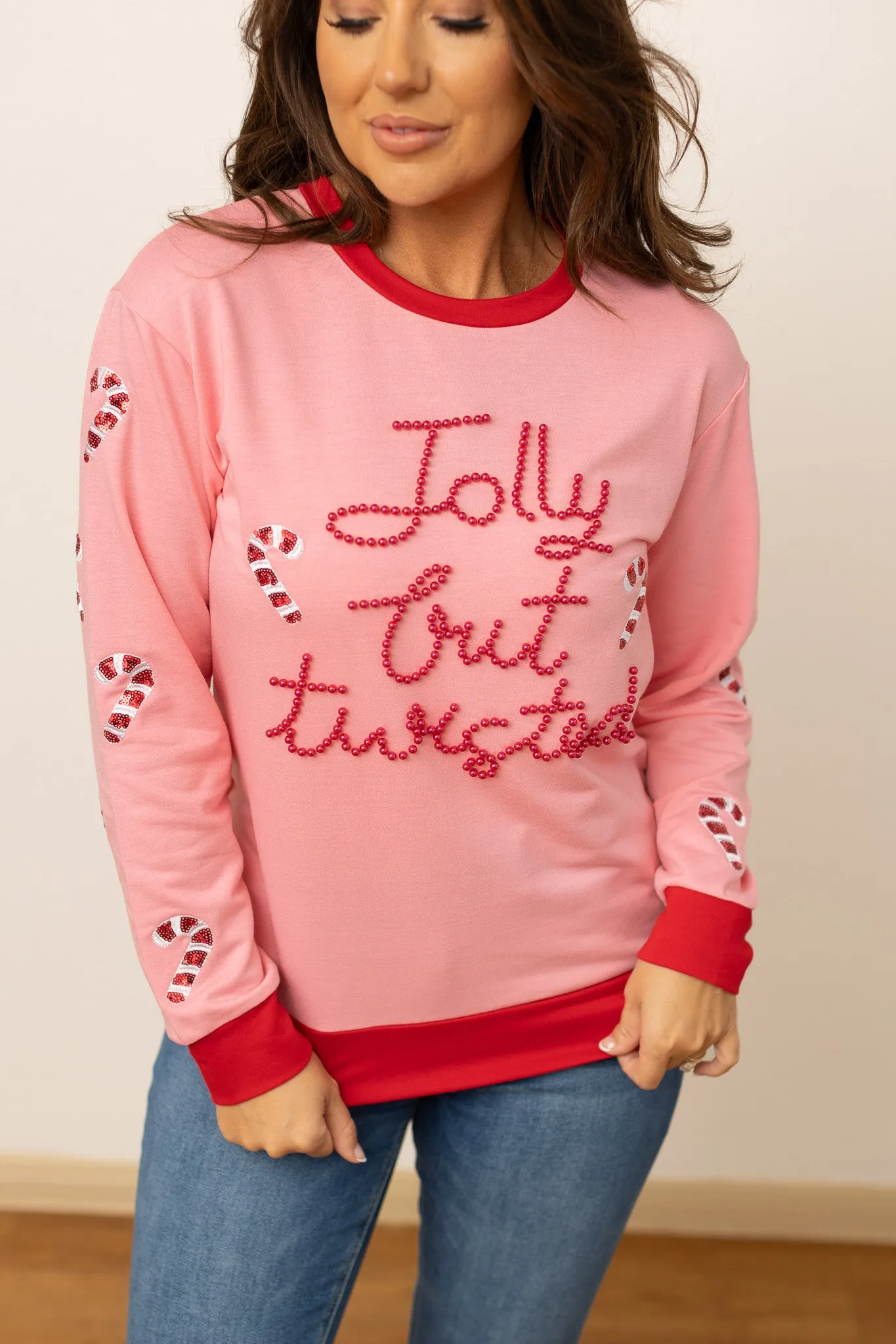 Jolly but Twisted Pink Sweatshirt