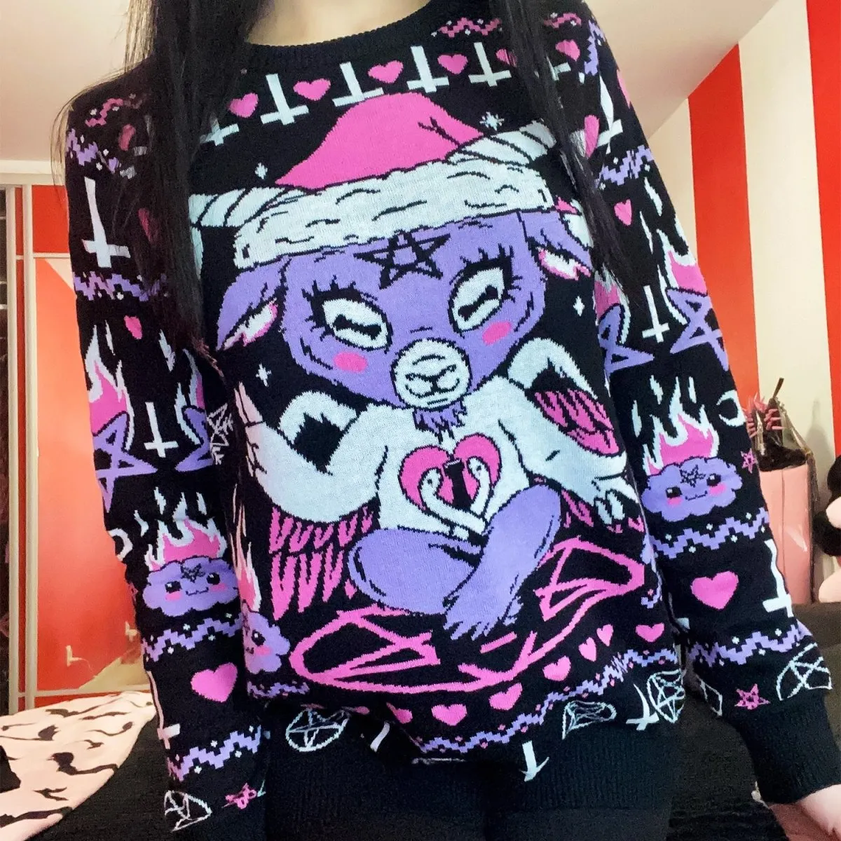 Kawaii Baphomet Knit Christmas Sweater