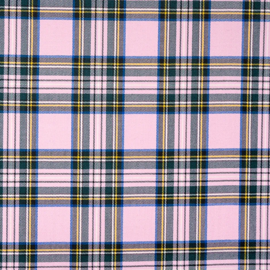 Multi-Coloured & Baby Pink Pure Wool Tartan