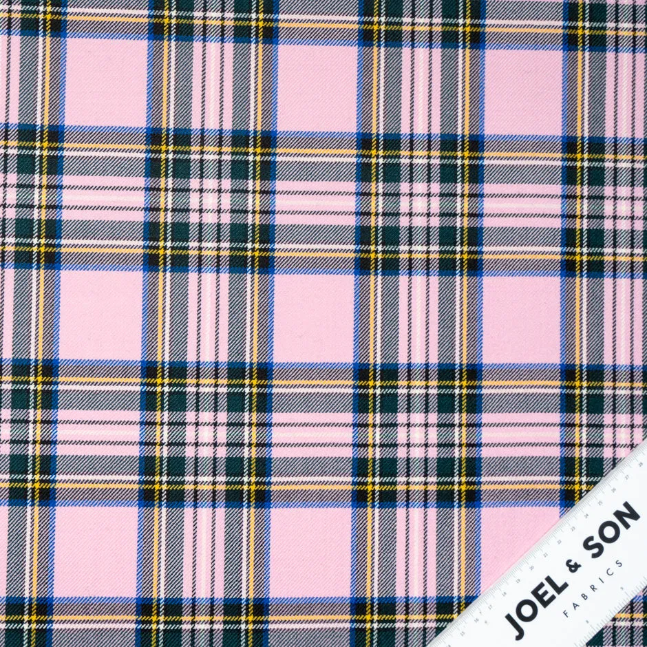 Multi-Coloured & Baby Pink Pure Wool Tartan