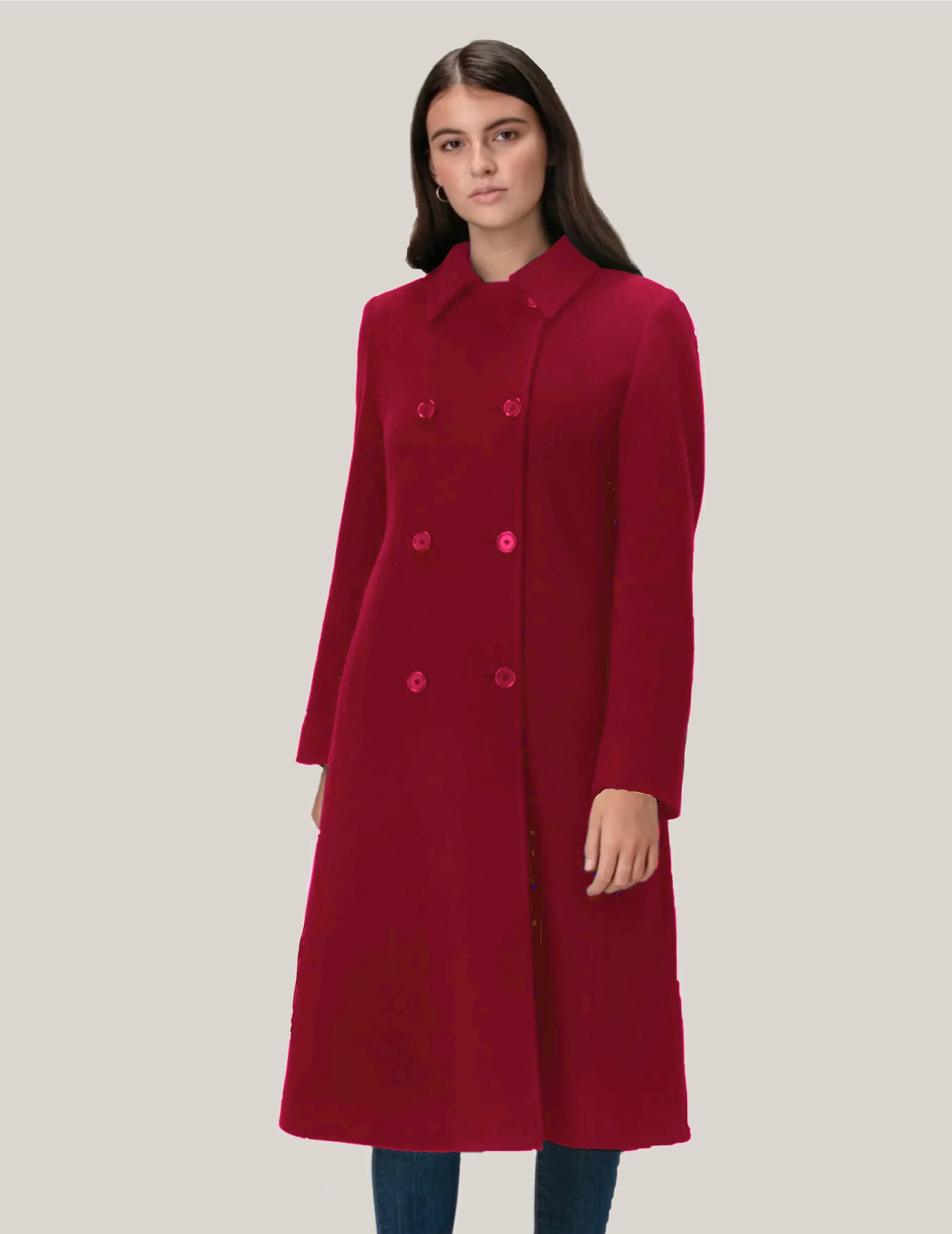 NADINE Wool & Cashmere Long Double Breasted Coat 2140C/W