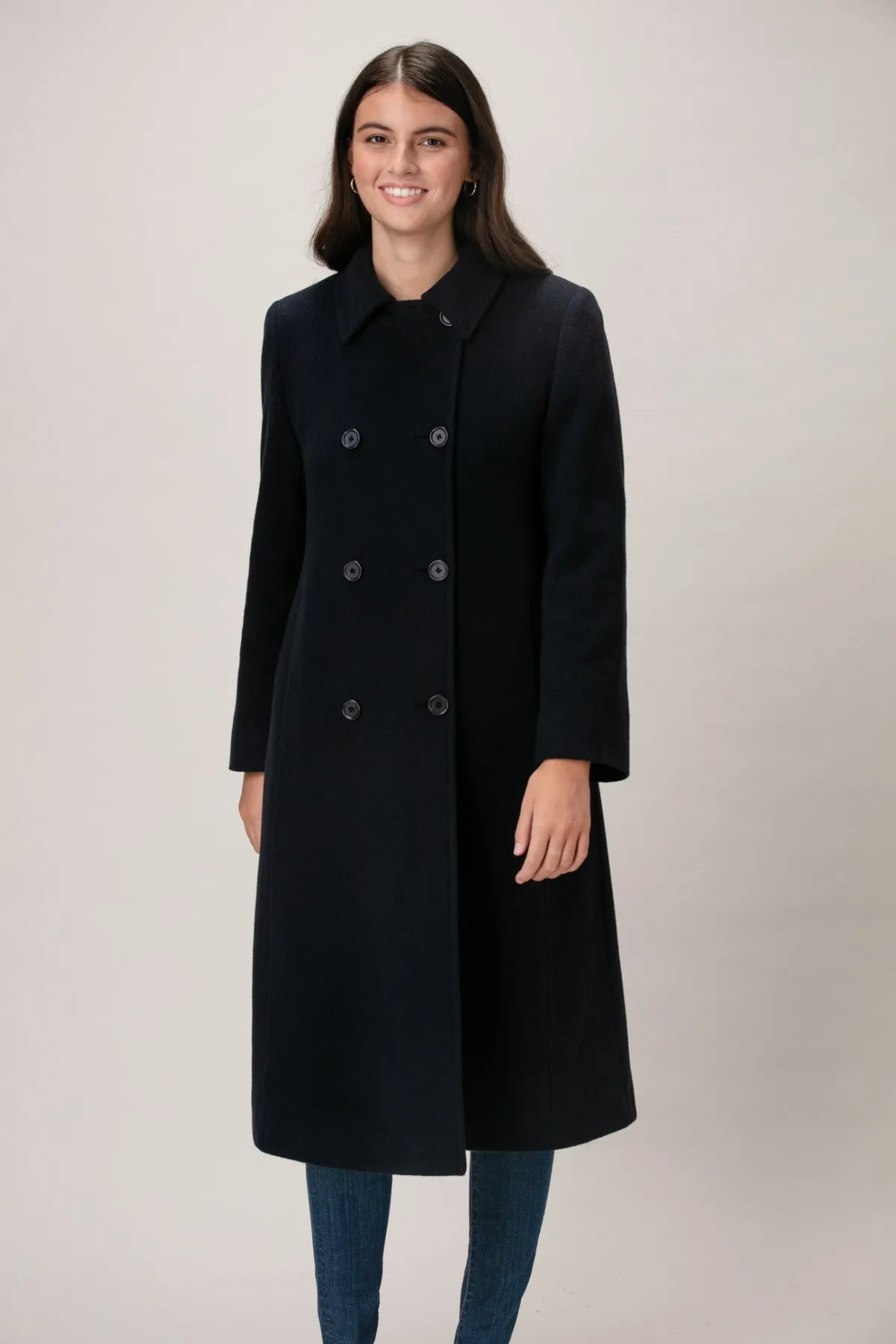 NADINE Wool & Cashmere Long Double Breasted Coat 2140C/W