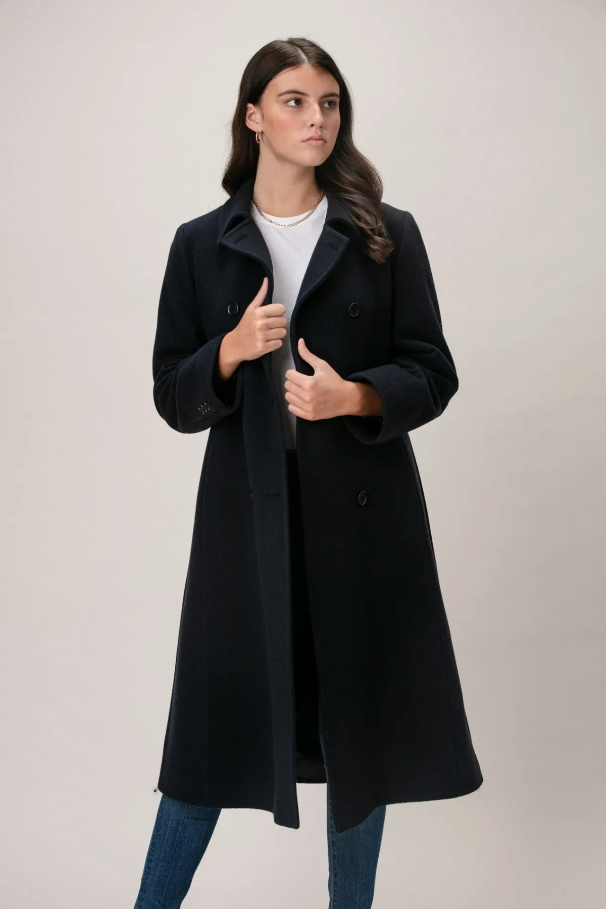 NADINE Wool & Cashmere Long Double Breasted Coat 2140C/W