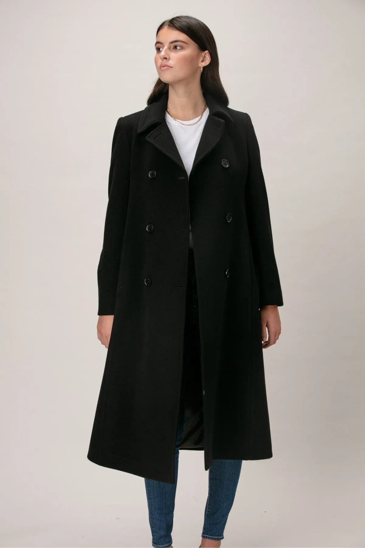 NADINE Wool & Cashmere Long Double Breasted Coat 2140C/W