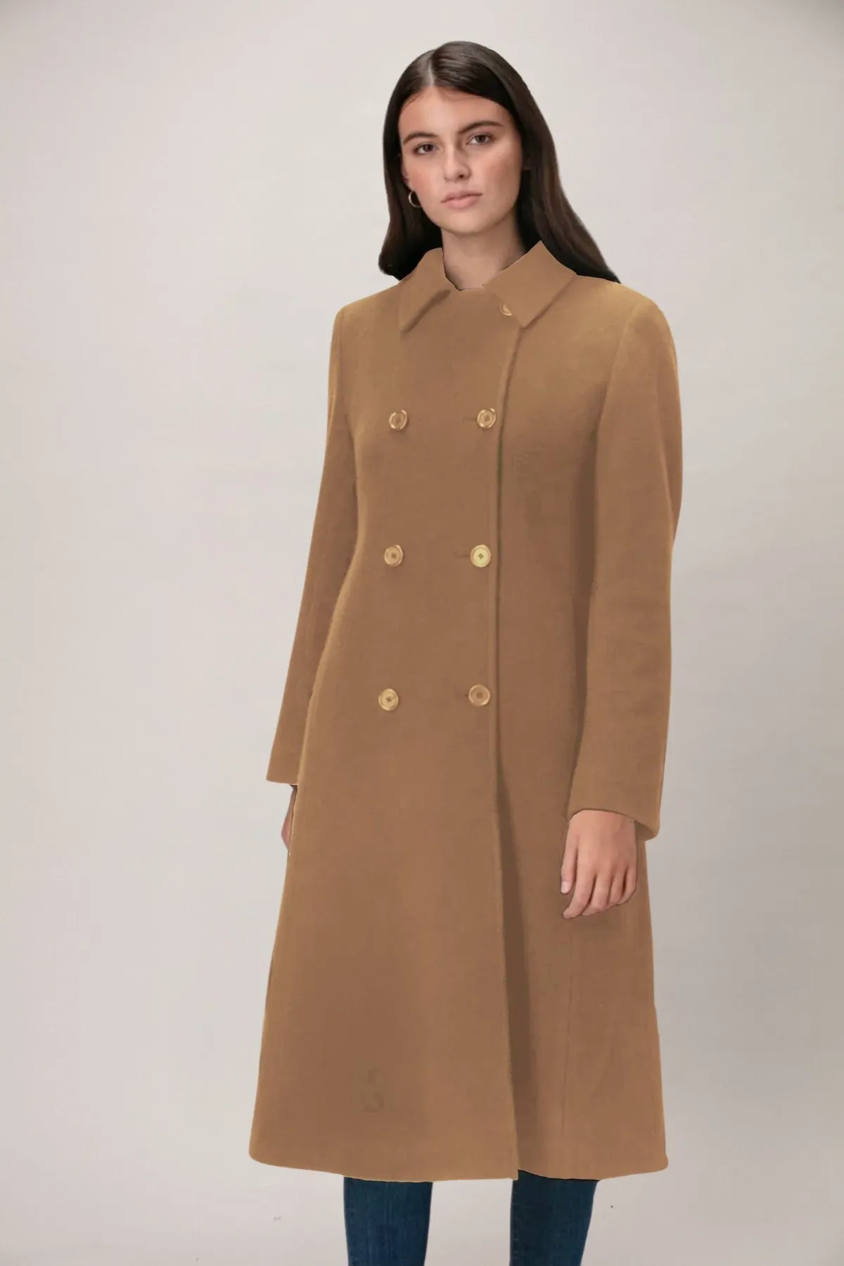 NADINE Wool & Cashmere Long Double Breasted Coat 2140C/W