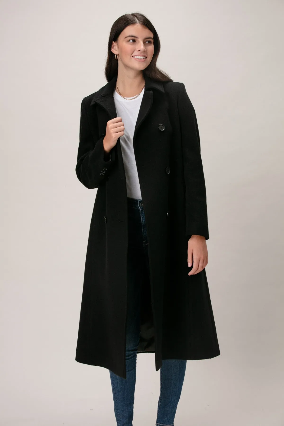 NADINE Wool & Cashmere Long Double Breasted Coat 2140C/W