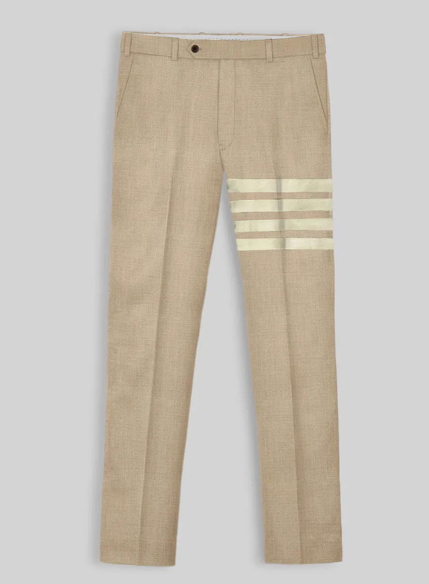 Napolean Khaki Wool Ivory Bar Trouser