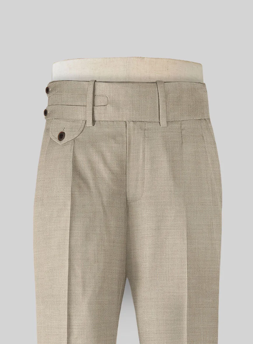 Napolean Melange Khaki Double Gurkha Wool Trousers