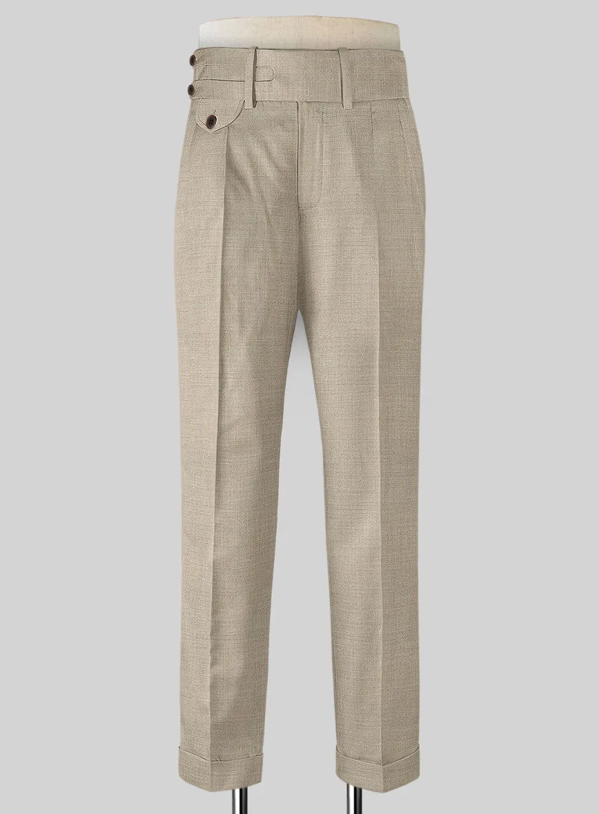 Napolean Melange Khaki Double Gurkha Wool Trousers