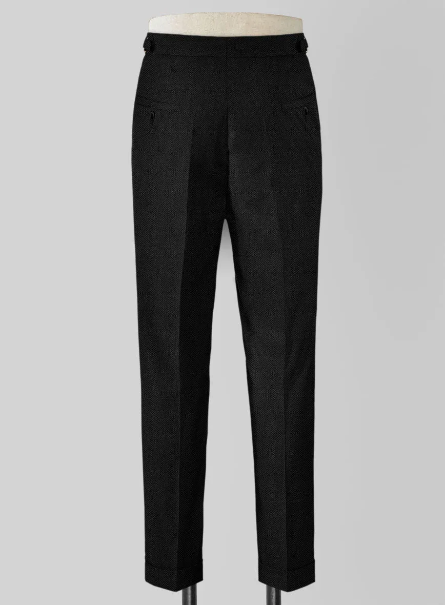 Napolean Stretch Black Highland Wool Trousers