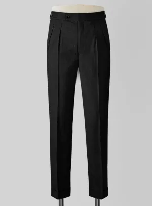 Napolean Stretch Black Highland Wool Trousers