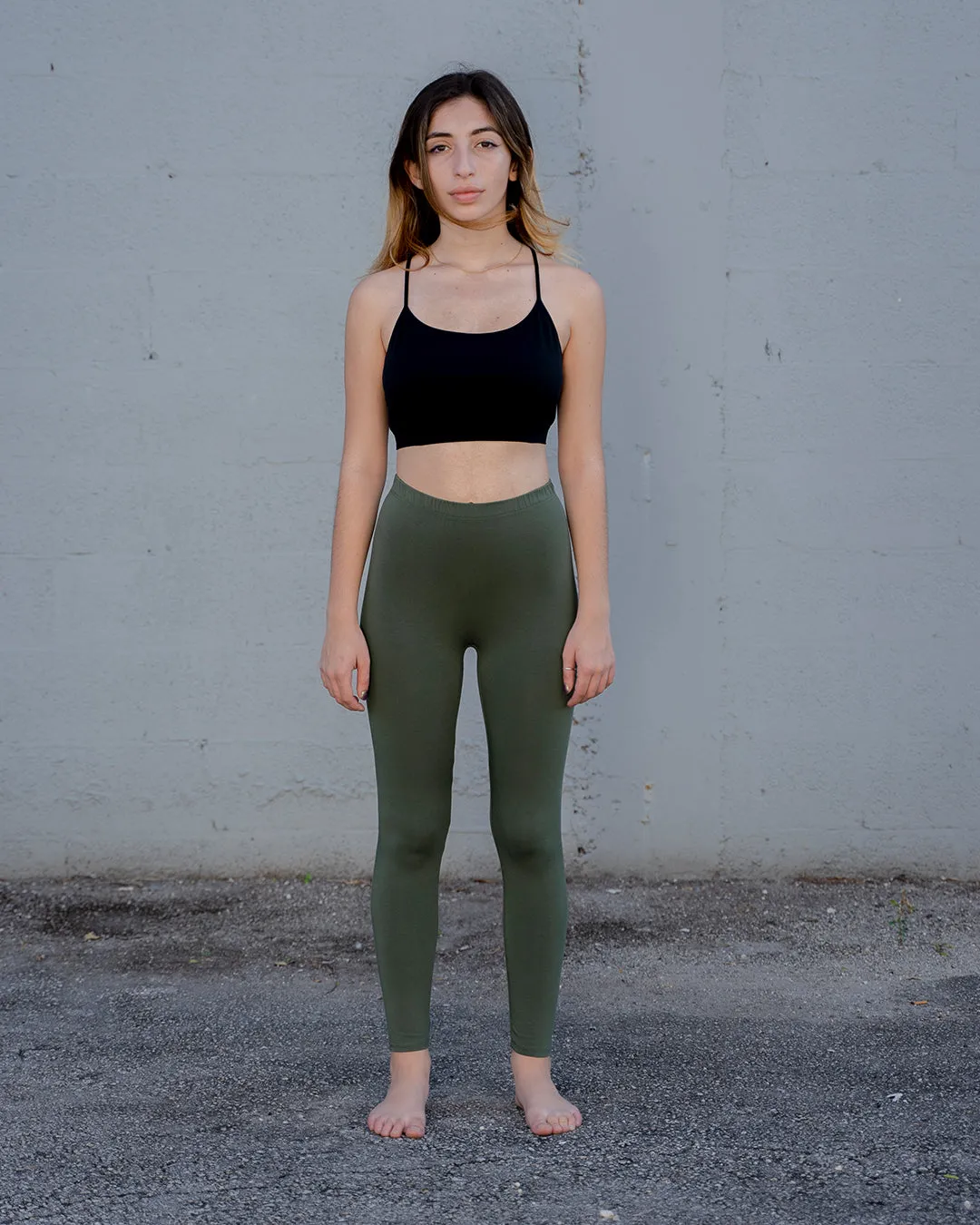 OLIVE BAMBOO LEGGINGS