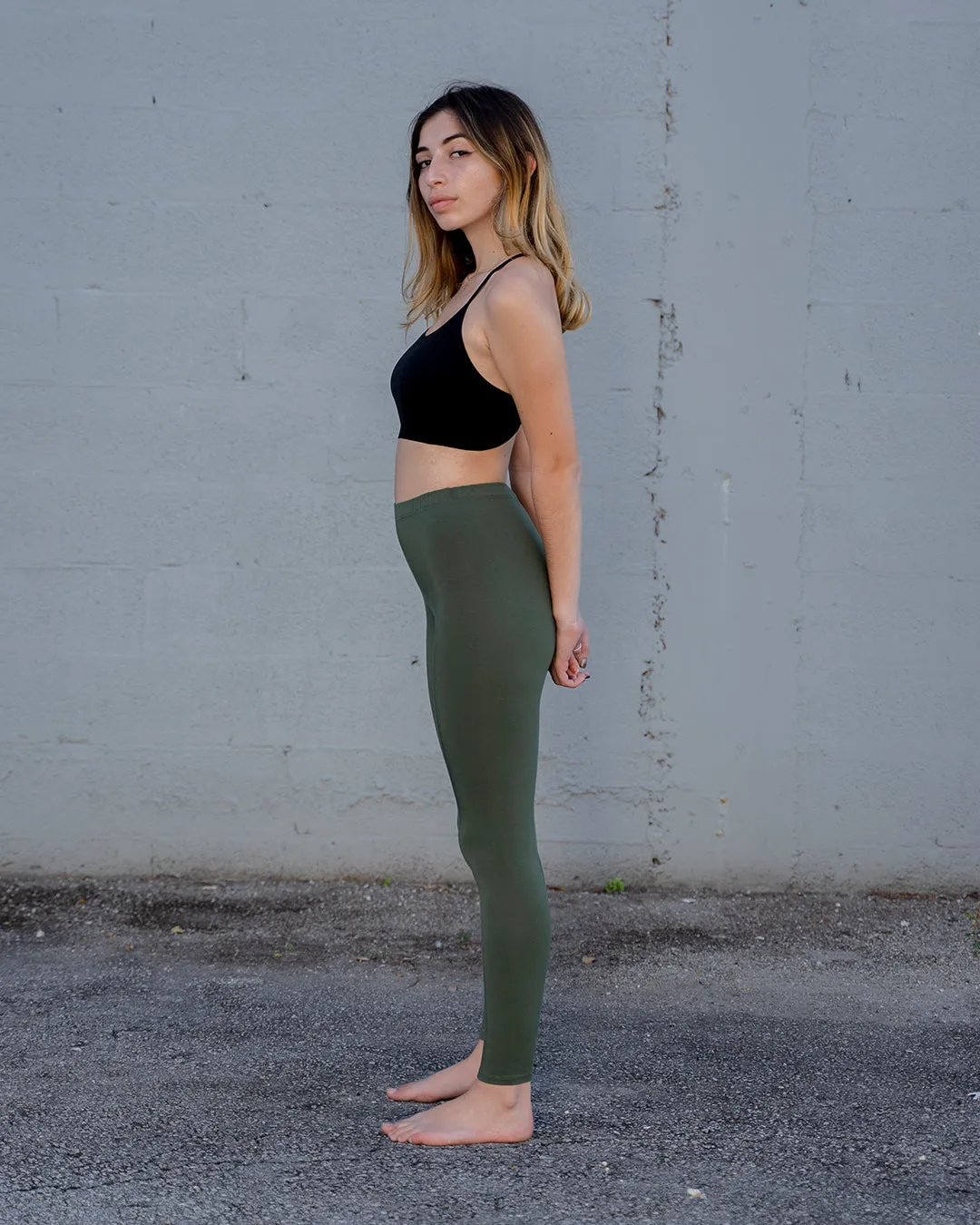 OLIVE BAMBOO LEGGINGS