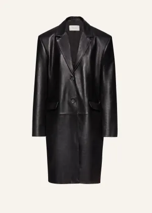 Oversized classic midi coat in black leather